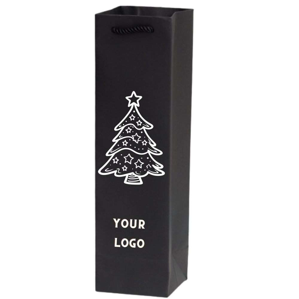 Black Wine Gift Bag With Handle | Christmas Wine Bag